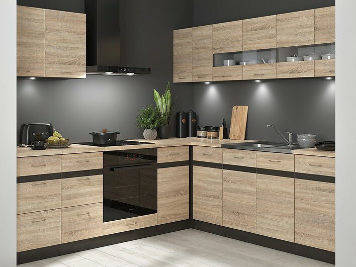 Kutna kuhinja Junona Line 240 + 220 cm (wenge + hrast sonoma) *rasprodaja