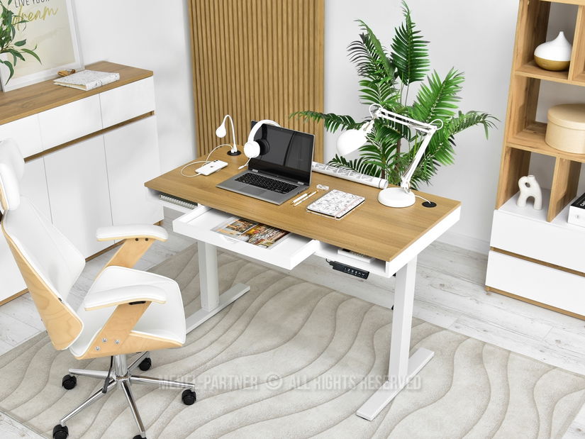 PC asztal Osto 120 (fehér tölgy + fehér)