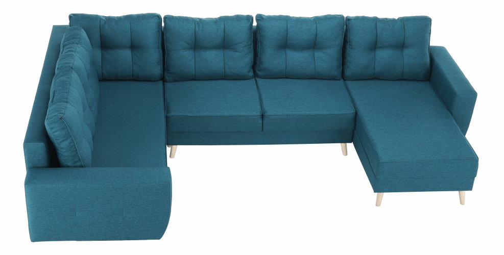 Sedacia súprava v tvare U Vellin (tyrkysová) (L)