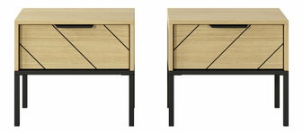 Set 2 kom. noćnih stolića Versaccio D (hrast scandi + crna)