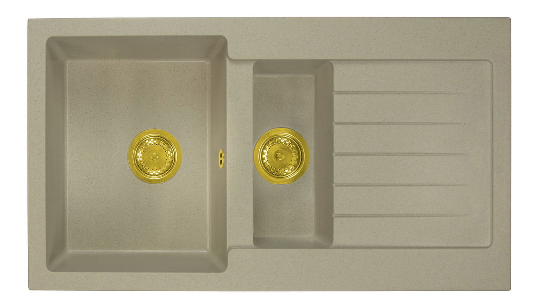 Chiuvetă de bucătărie Altava (bej) (cu 2 orificii pentru robinet) (D)