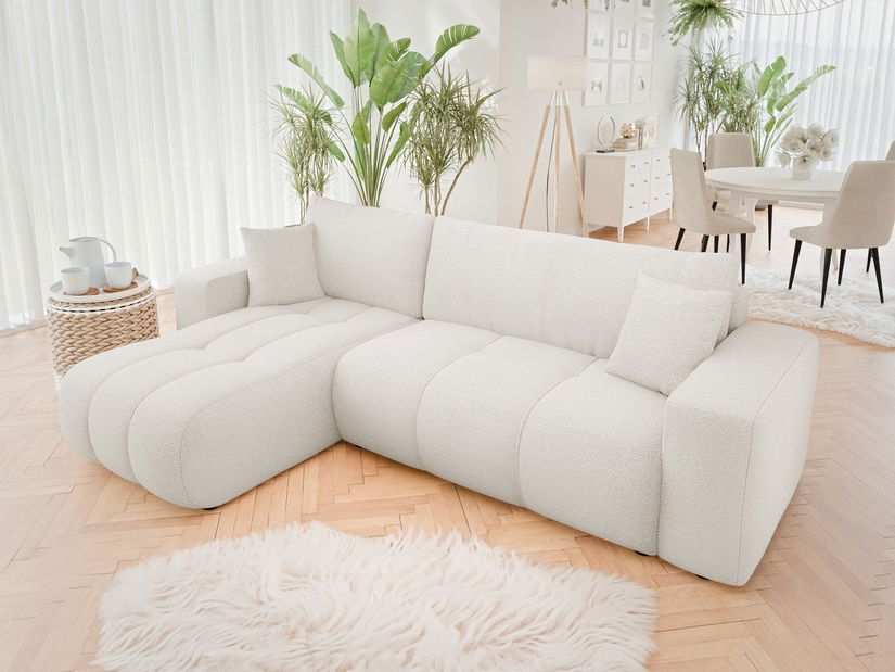 Rohová sedačka Lorew (svetlobéžová) (s úl. priestorom)