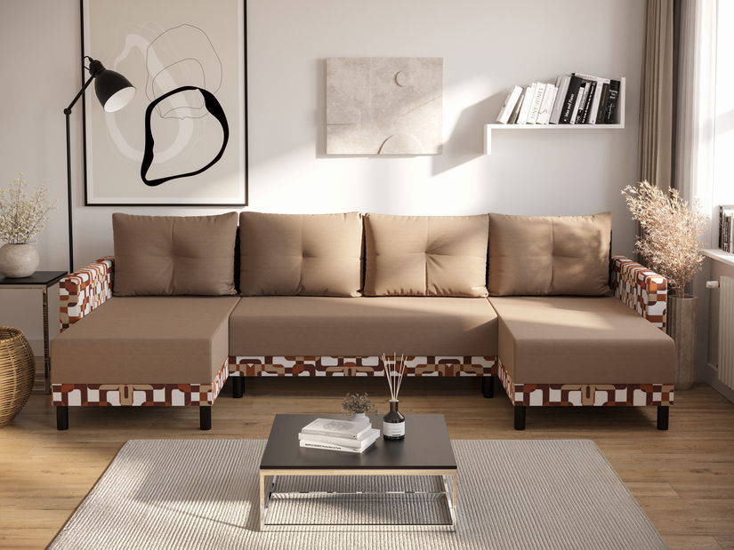 Kutna garnitura u obliku slova U Glimmer U (šareno + capuccino)