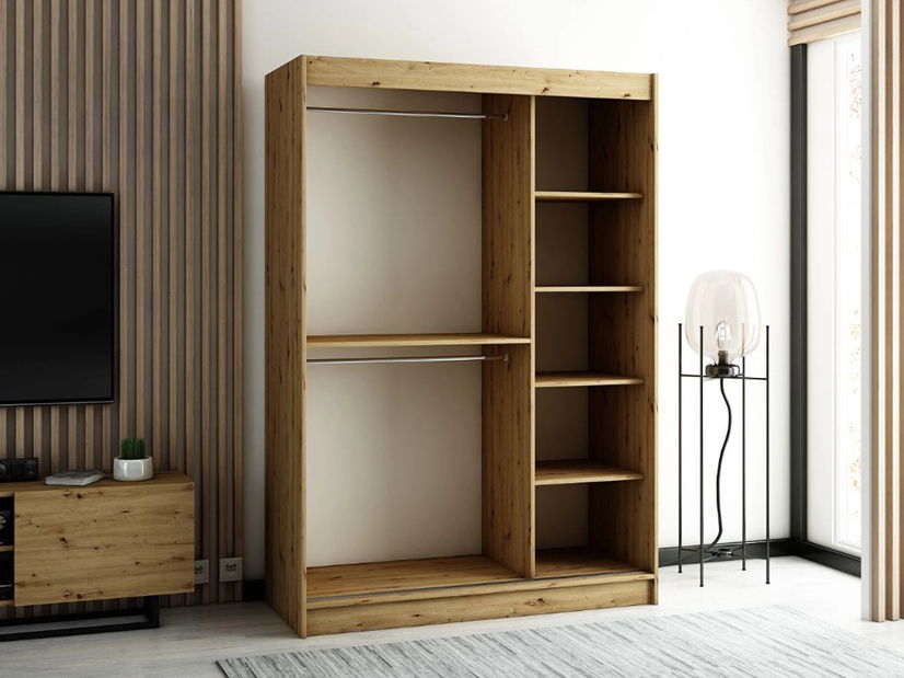 Ormar za garderobu 150 cm Ladonna (hrast artisan + crna mat)