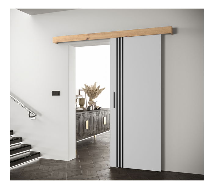 Tolóajtó 90 cm Sharlene VI (matt fehér + artisan tölgy + fekete)