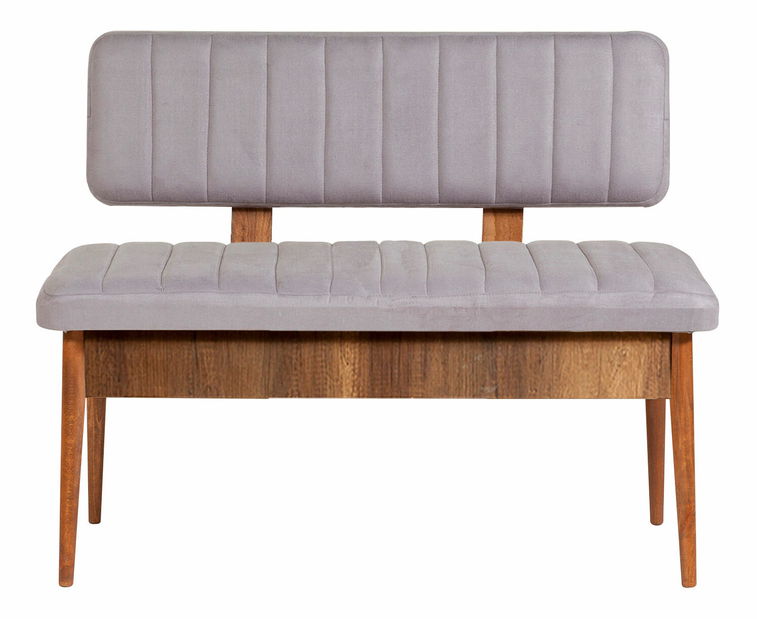 Masă de sufragerie extensibilă cu 2 scaune și 2 bănci Vlasta (nuc + gri)