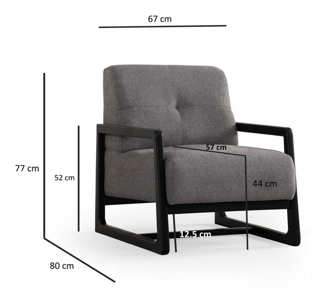 Fotel Atonetta (világosszürke + fekete)