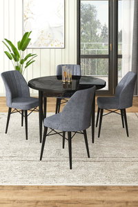 Set dining Roxie (negru + marmură fumurie) (pentru 4 persoane)