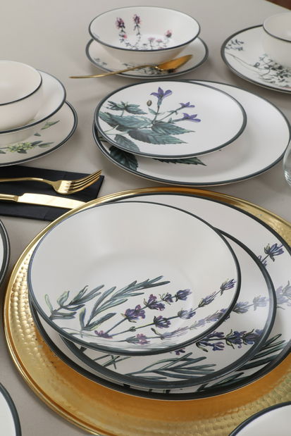 Servis za jelo (24 kom.) Spark (bijela + zelena +ljubičasta + crna)