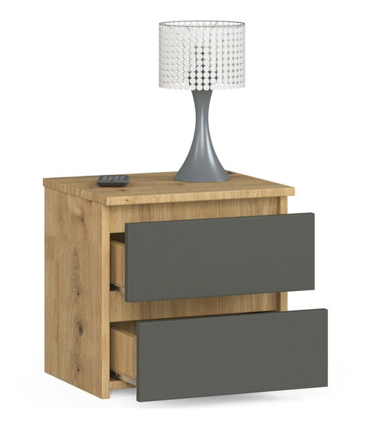 Nočný stolík Cleania CL2 (dub artisan + sivá)