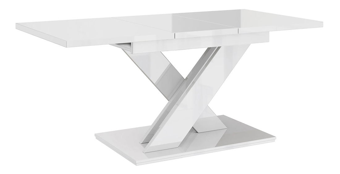 Masă de sufragerie Lumenza (Alb lucios + stejar sonoma)