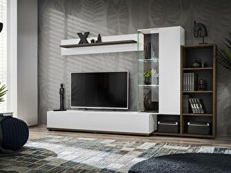 Mobilier living Siluett (alb + alb) (cu iluminat LED)