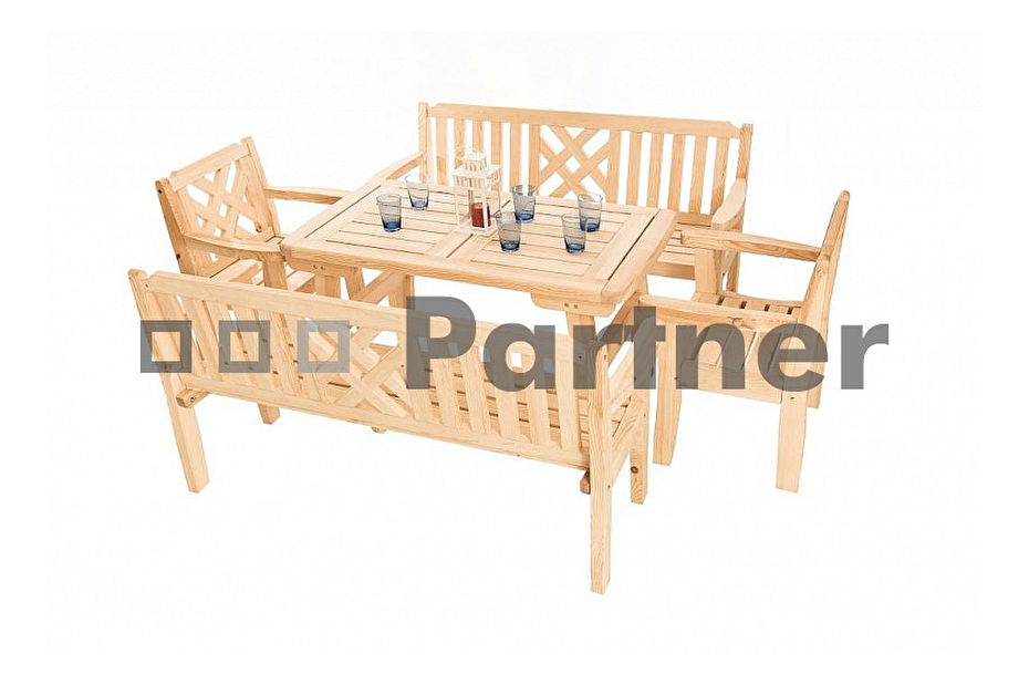 Záhradná zostava Romantic 1+2+2 (Borovica masív)
