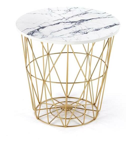 Stolić za kavu Halley (bijeli mramor + zlatna)