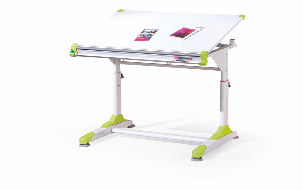 Gyerek íróasztal Carma (fehér + rózsaszín + zöld)