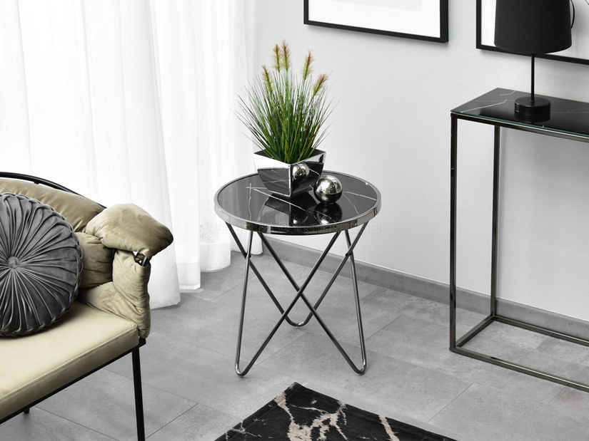 Măsuță de cafea Armin S (marmură neagră + negru)