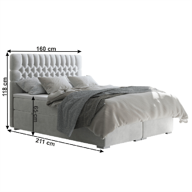 Pat matrimonial Boxspring 160 cm Formio (cu saltele)