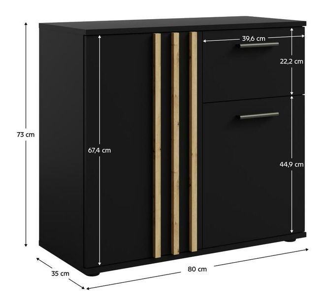 Komoda Tullin 4 (čierna + dub artisan)