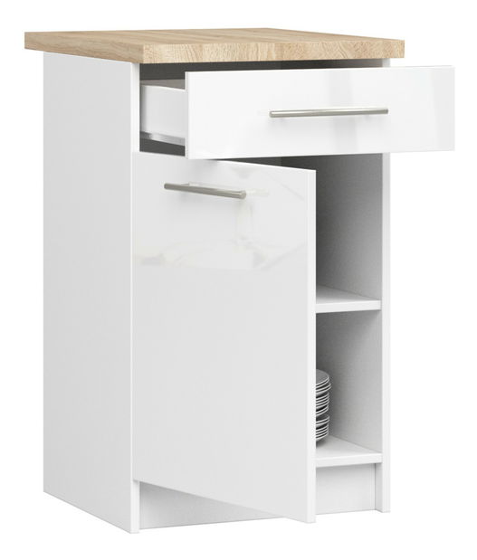 Dolná kuchynská skrinka Ozara S50 SZ3 (biela + biely lesk)