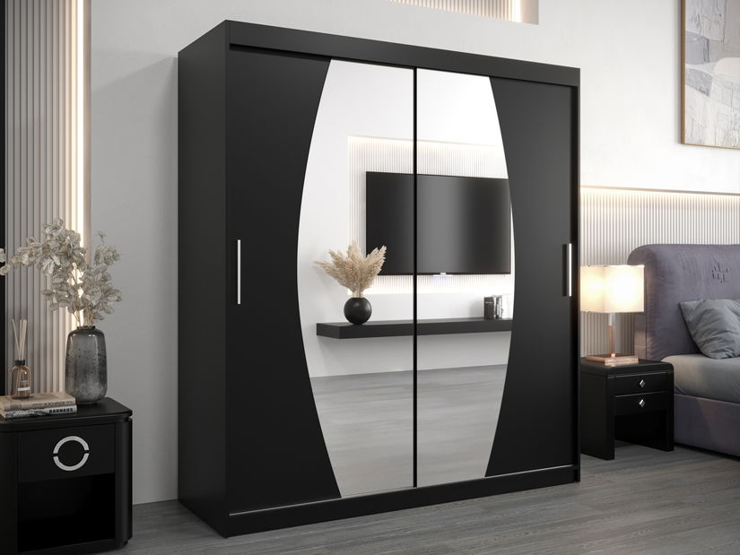 Dulap de haine 180 cm Eclipse (Negru mat + Negru mat)