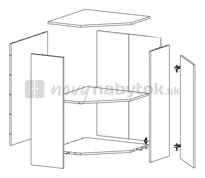 Rohová skrinka BRW Komx KOM1DN/9/7
