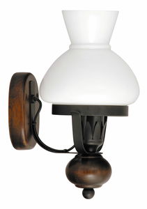 Zidna svjetiljka Petronel 7077 (crna mat + orah + opalno staklo)