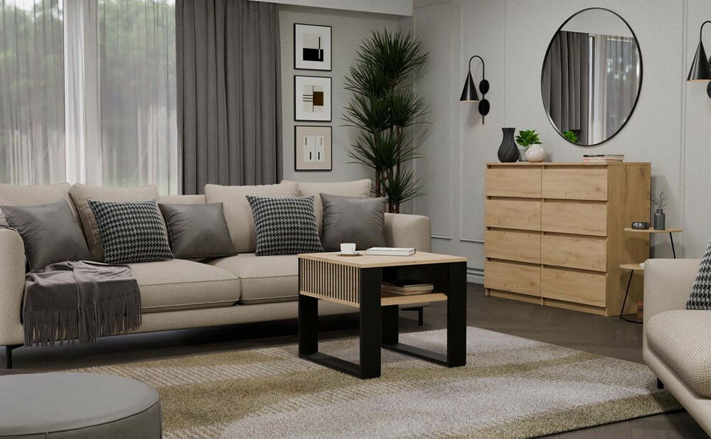 Măsuță de cafea Maduro Mini Slim 1 (stejar artisan + negru)