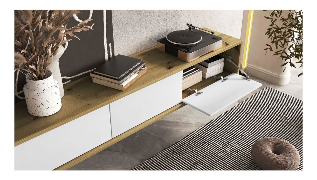 TV stolík Fiora 38 (dub artisan + biela)