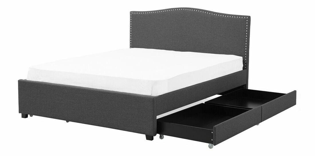 Manželská posteľ 180 cm MONTHY (s roštom, úl. priestorom a bielym LED osvetlením) (sivá)