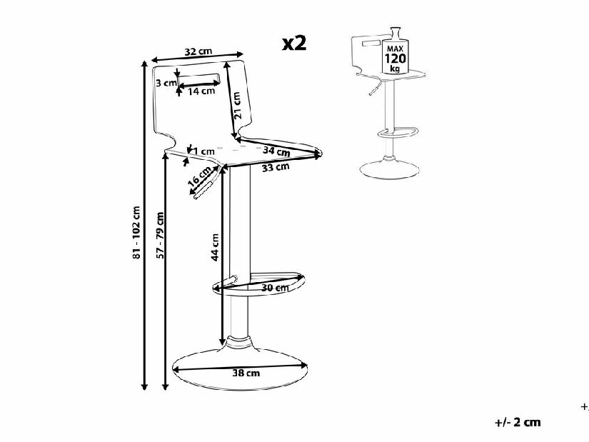 Set scaune tip bar 2buc. Mento (transparent) *vânzare stoc