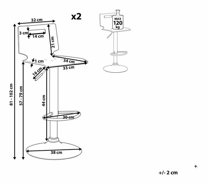 Set 2 buc. scaune bar Mento (transparent) *vânzare stoc