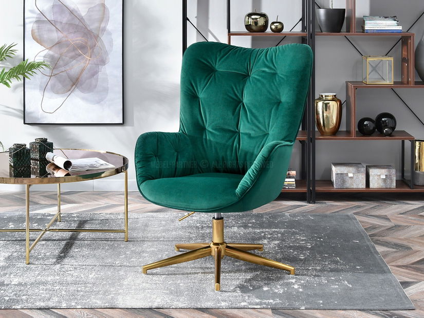 Fotelja Meryl (zelena + zlatna)