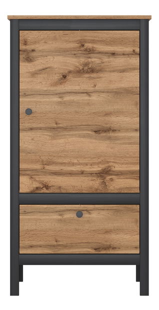 Comodă Leticia 1D1S/60 (Stejar wotan + negru)