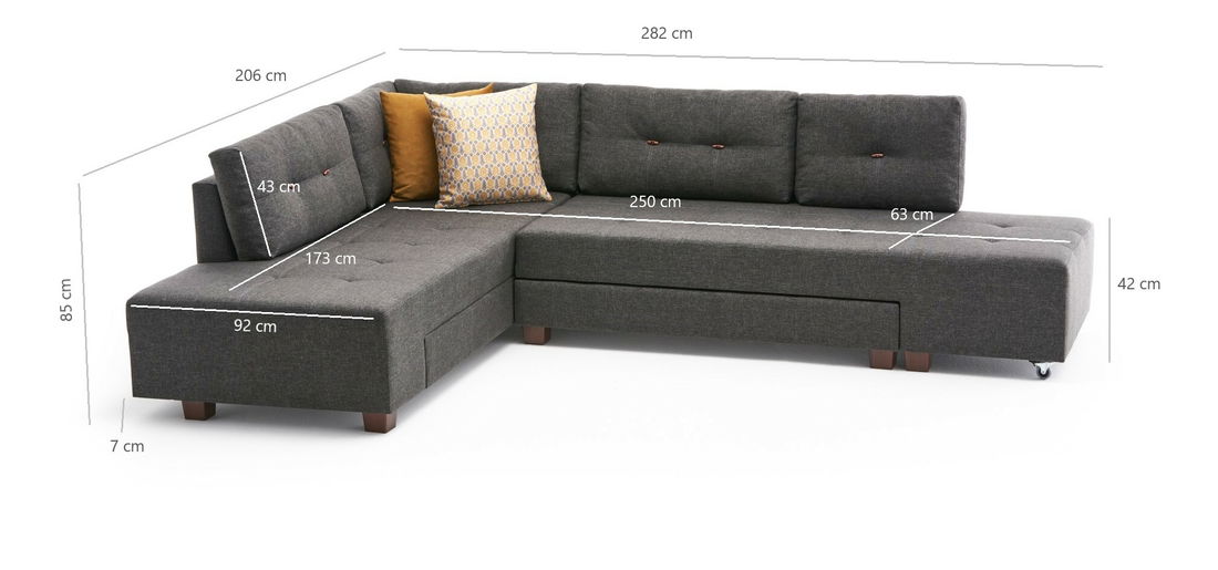 Rohová sedacia súprava Madagascar (L) (Antracit)