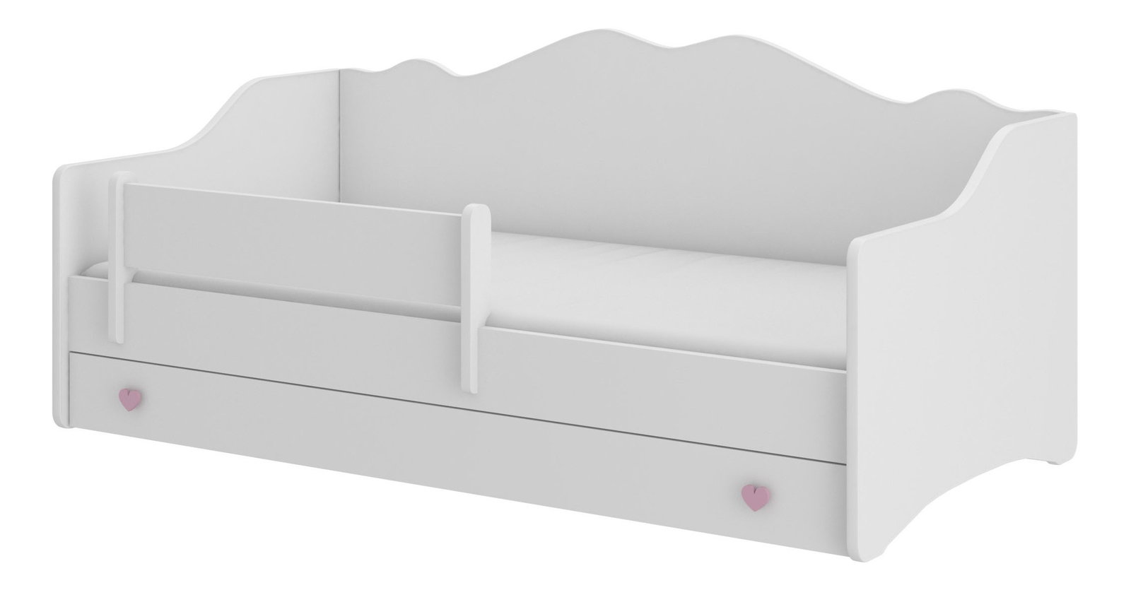 Detská posteľ 160x80 cm Ester I (s roštom a matracom) (biela + ružová)