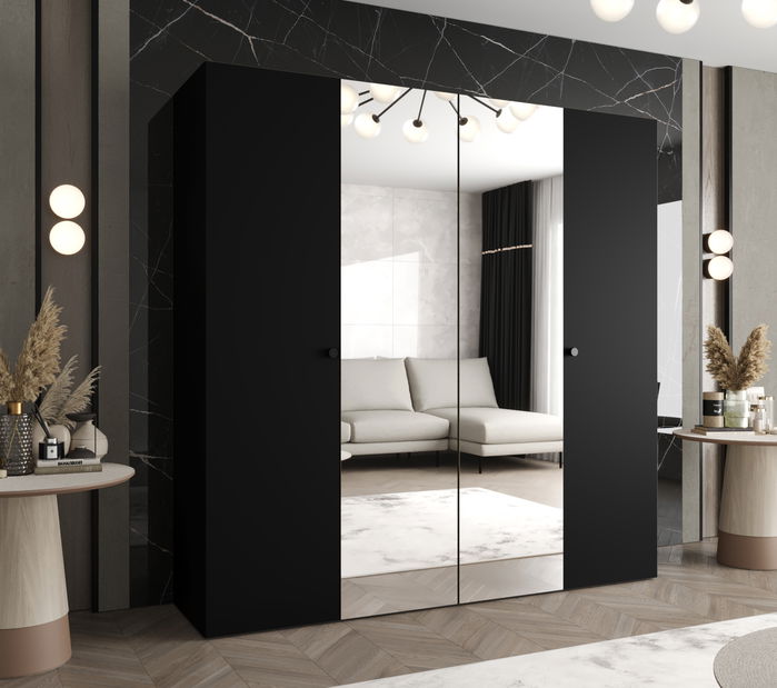 Dulap de haine 200 cm Parna 2 (Negru + Negru)