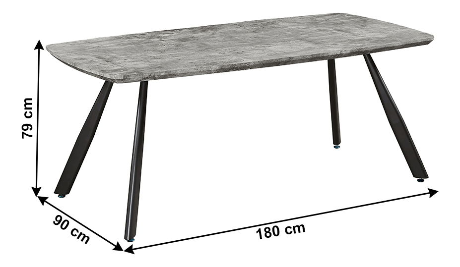 Jedálenský stôl Pasco (pre 8 osôb) (betón + čierna)