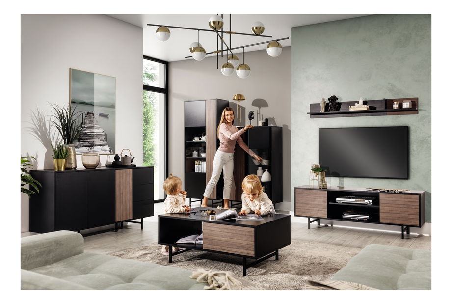 Polička Presto POL (čierna matná + captains deck)