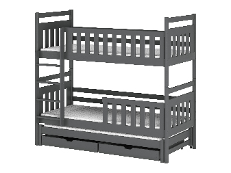 Detská posteľ 80 x 180 cm KRISTY (s roštom a úl. priestorom) (grafit)