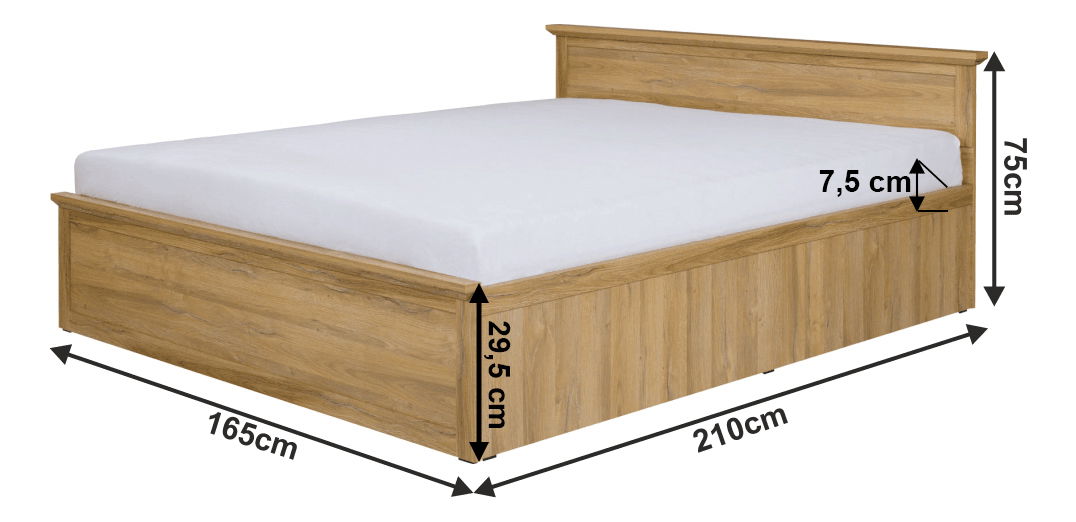 Franciaágy 160 cm Leoras MZ21 (ágyráccsal) (grand tölgy)