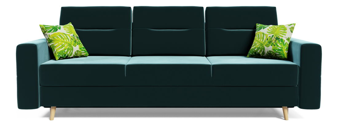 Rozkladacia pohovka Bergenia (tmavozelená) (s vankúšmi)