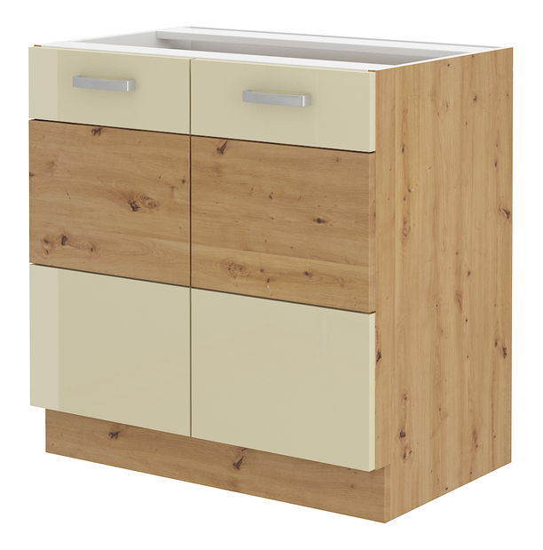 Dolná kuchynská skrinka Arryn 80 D 2F BB (dub artisan + lesk krémový)
