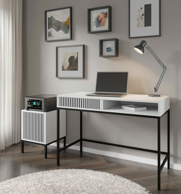 Nočný stolík F 1D Rowanna (biela + čierna)