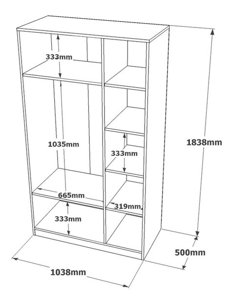 Ruhásszekrény Hamerella 1 (tükörrel) (barna + szürke)
