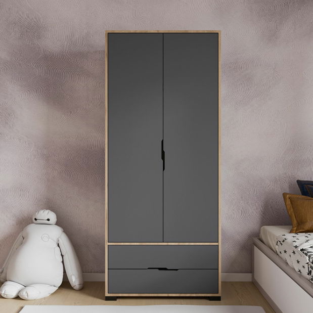 Šatníková skriňa Roya 4 (dub + antracit)
