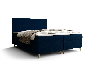 Franciaágy Boxspring 160 cm Flu Comfort (sötétkék) (matraccal és tárolóhellyel)