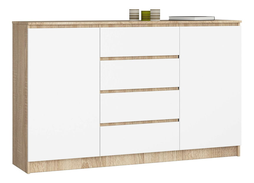 Komoda Kurtinaitis 2D 4SZ (hrast sonoma + bijela)