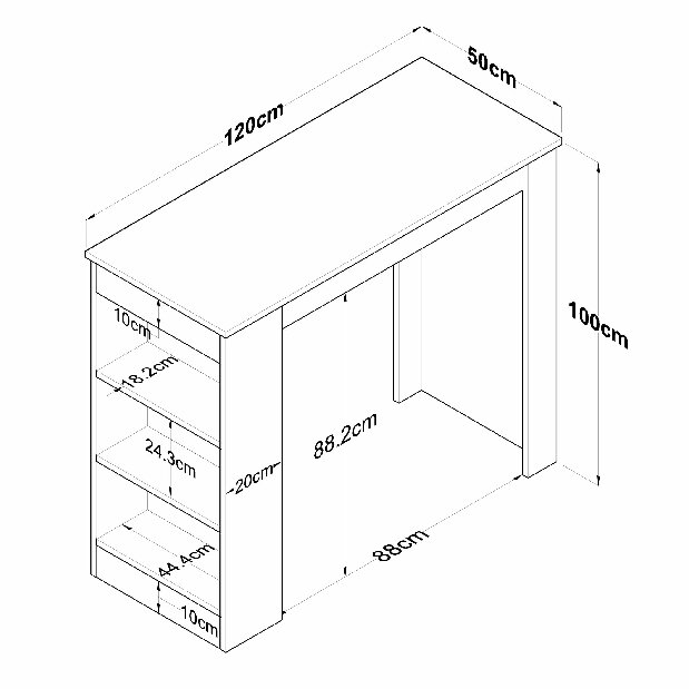 Masă sufragerie (pentru 4 persoane) Jared 103 (Nuc + Alb)