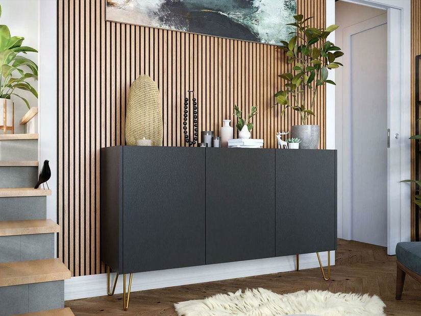 Komoda Animere AK144 (grafit čierny + mramor čierny kráľovský) *výpredaj 