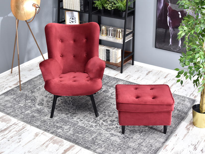 Dizajnové kreslo Florentino (bordová + dub)